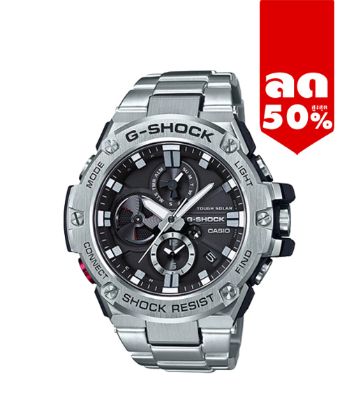 CASIO MID YEAR SALE G-SHOCK นาฬิกาข้อมือ นาฬิกากันน้ำ นาฬิกาของแท้ ประกันศูนย์ CMG 1 ปี รุ่น GST-B100D-1A นาฬิกาสีเงิน
