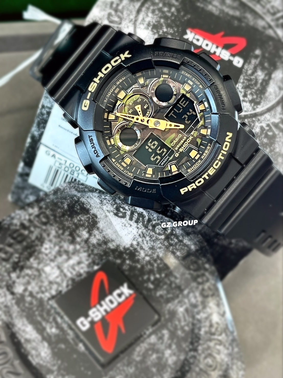CASIO G-SHOCK นาฬิกาข้อมือ นาฬิกากันน้ำ นาฬิกาของแท้ ประกันศูนย์ CMG 1 ปี รุ่น GA-100CF-1A9 นาฬิกาสีดำ