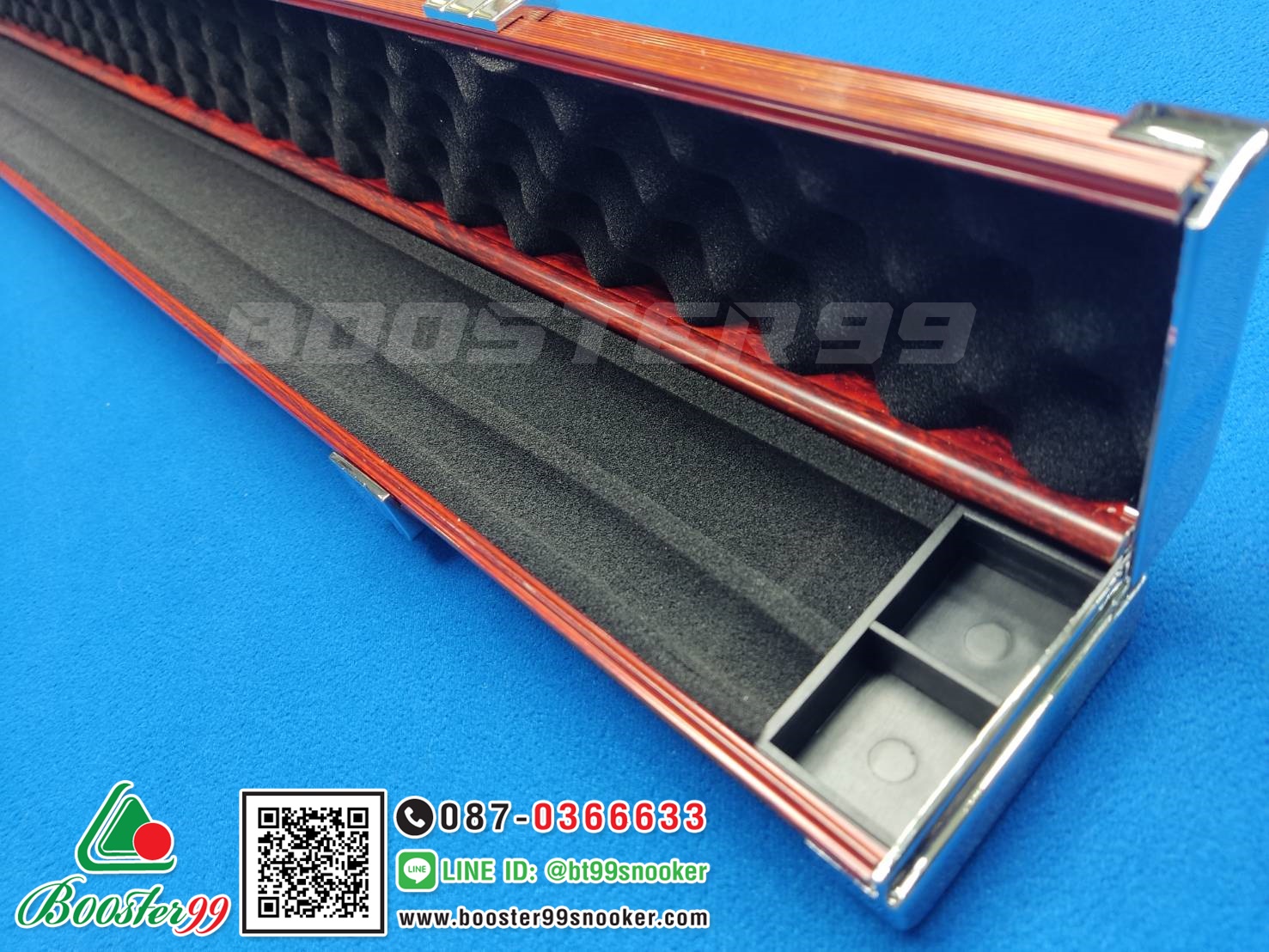 กล่อง ไม้คิว ท่อนเดียว 2ช่อง อลูมิเนียม หัวหุ่ม โครเมียม แบร์น LP