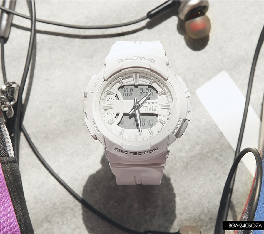 CASIO BABY-G นาฬิกาข้อมือ นาฬิกากันน้ำ นาฬิกาของแท้ ประกันศูนย์ CMG 1 ปี รุ่น BGA-240BC-7A นาฬิกาสีขาว