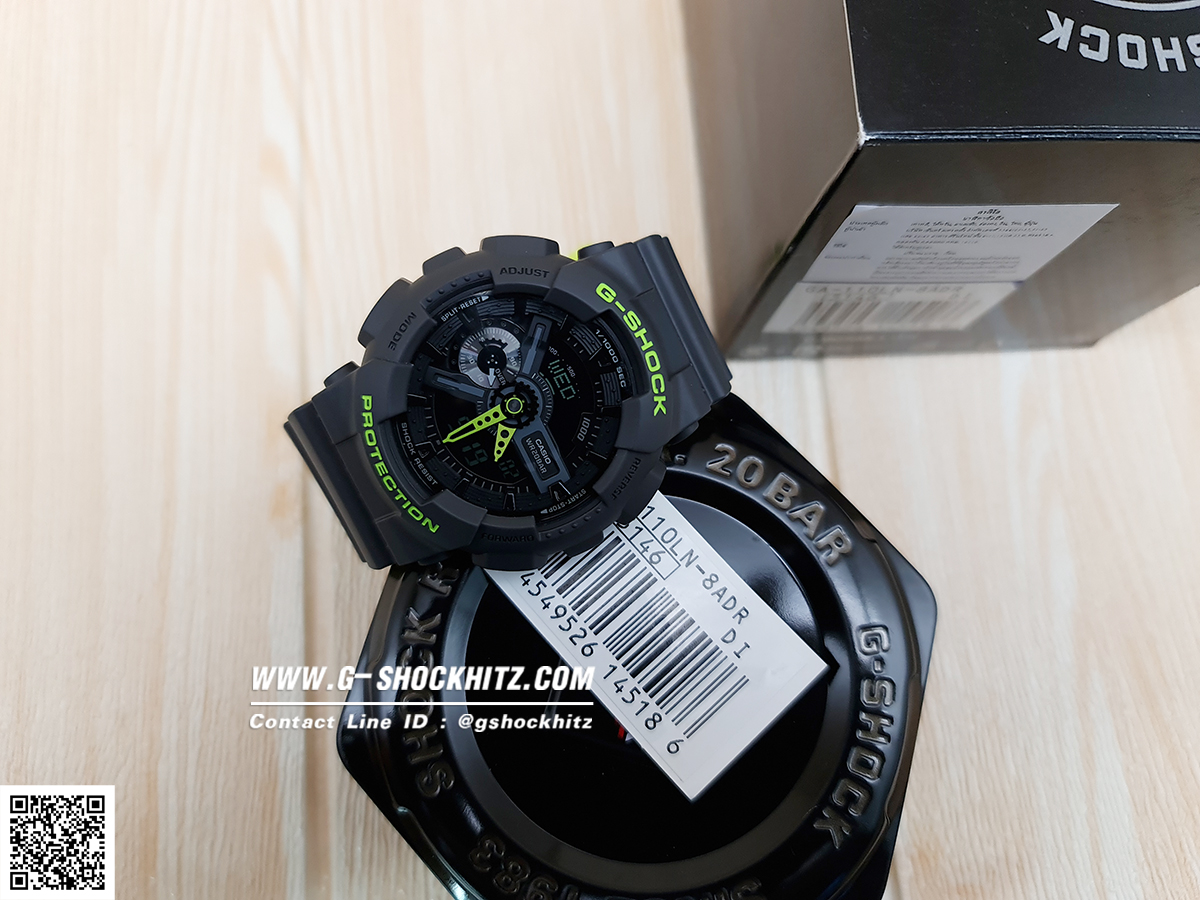 CASIO G-SHOCK นาฬิกาข้อมือ นาฬิกากันน้ำ นาฬิกาของแท้ ประกันศูนย์ CMG 1 ปี รุ่น GA-110LN-8 นาฬิกาสีดำ