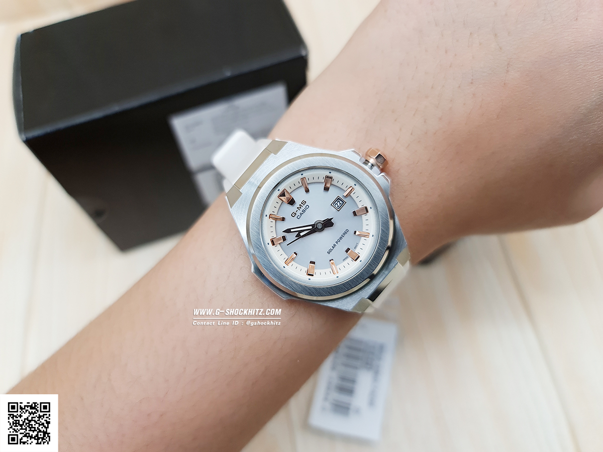 CASIO MID YEAR SALE G-MS นาฬิกาข้อมือ นาฬิกากันน้ำ นาฬิกาของแท้ ประกันศูนย์ CMG 1 ปี รุ่น MSG-S500-7A นาฬิกาสีขาว