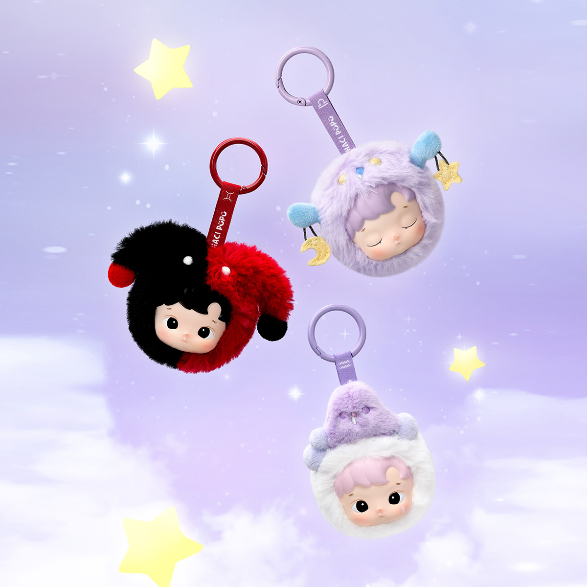 POPMART กล่องสุ่มพวงกุญแจHACIPUPU The Constellation Series Vinyl Plush Blind Box