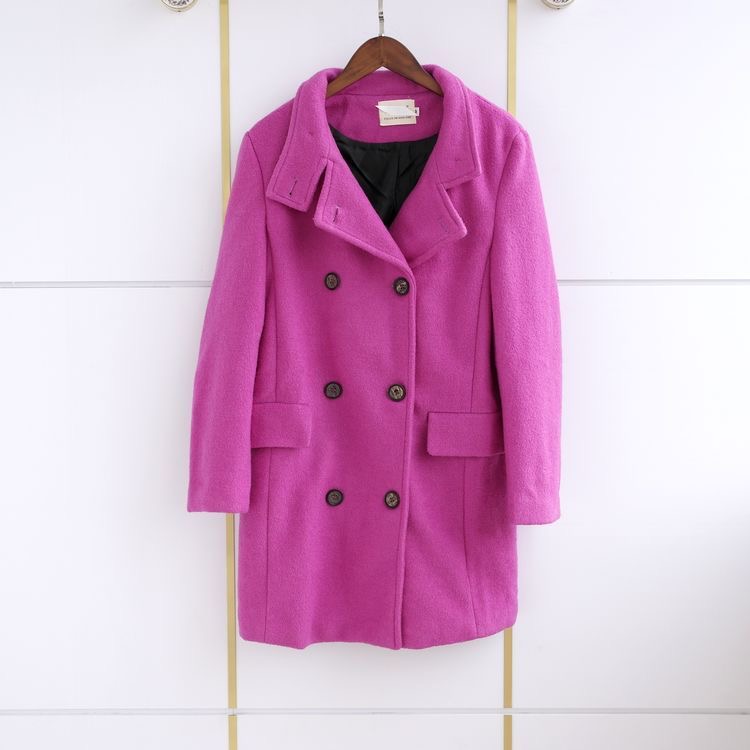 i.5S เสื้อโค้ท peacoat เสื้อโค้ทเฟอร์ โค้ทสักหลาดสีชมพูสด แบรนด์ i.5S สำเนา สำเนา สำเนา