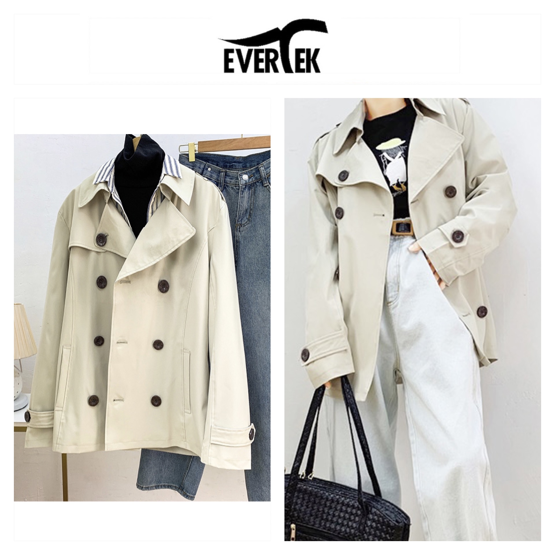 เสื้อนอก เสื้อคลุม เนื้อผ้า Teylene 100% สีดำ แบรนด์ EVERTEK