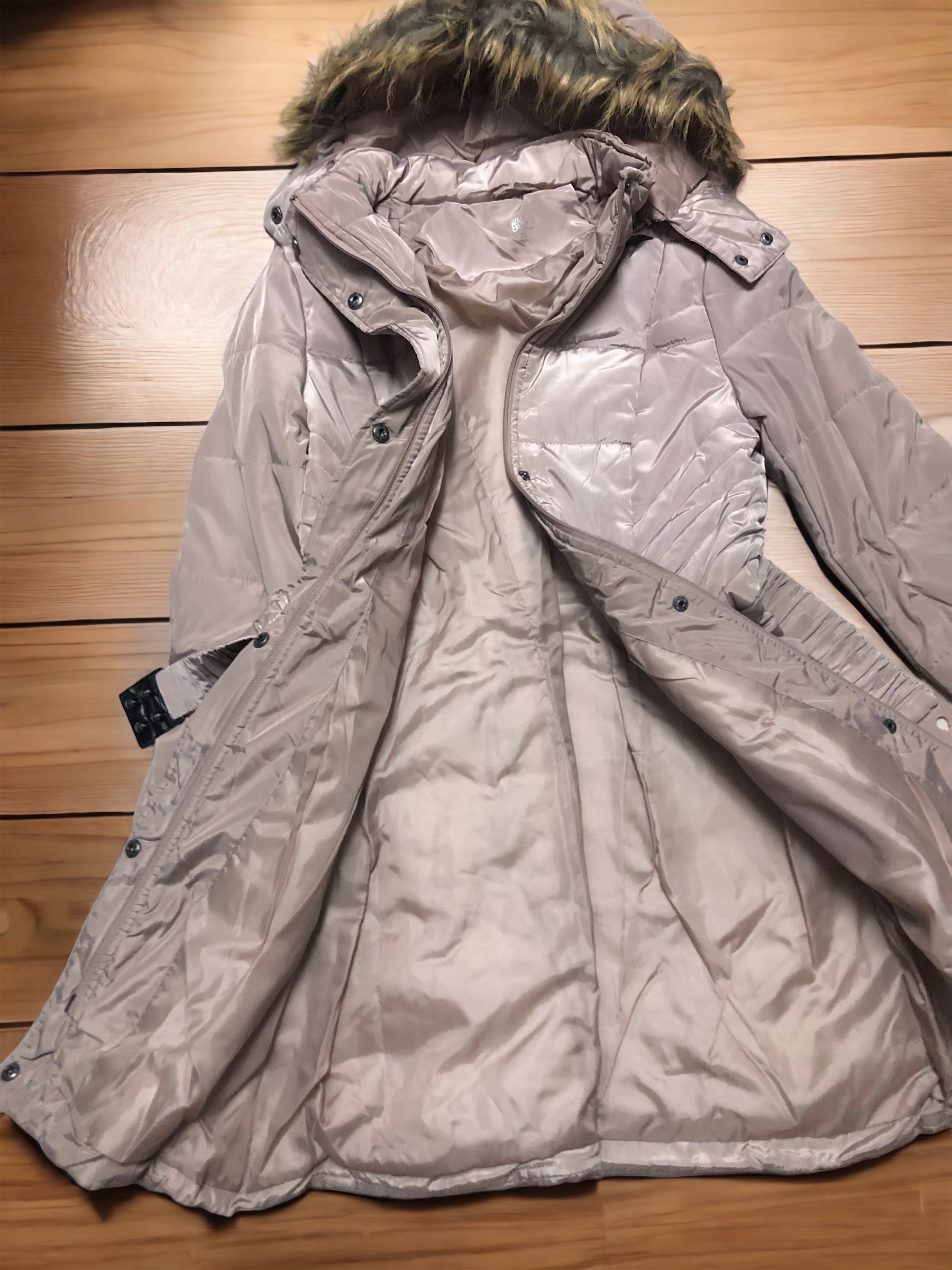 U.S. Polo ASSN. เสื้อกันหนาว เสื้อฮู้ดเฟอร์ บุนวมอุ่น สีนู้ดกะปิ แบรนด์ U.S. POLO ASSN. (padded puffer coat สำเนา กะปิ