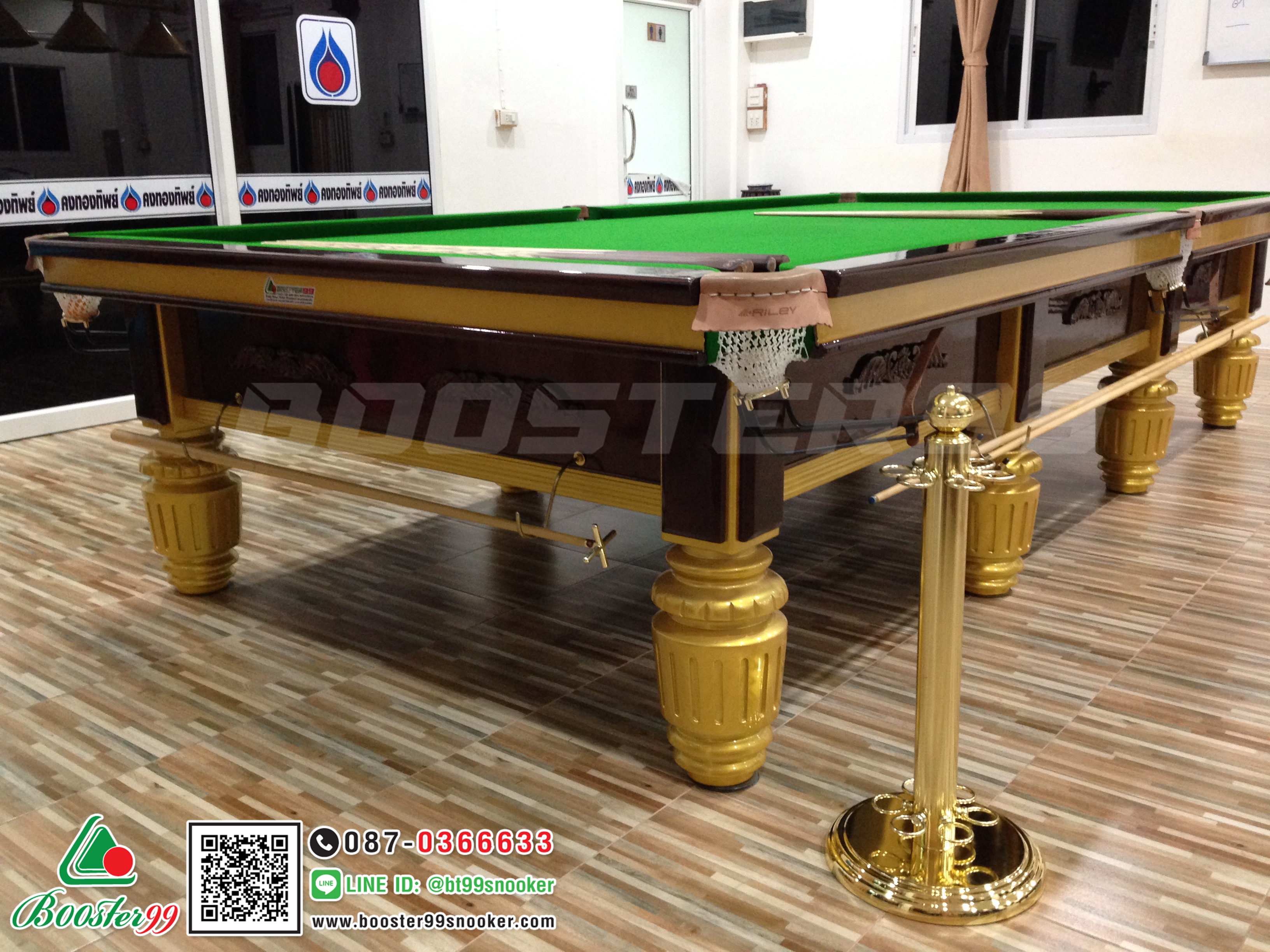 (TN09) ที่วางไม้คิว ตั้งพื้น 6 ด้าม ทรงกลม เหล็กชุบทอง (1ชุด)