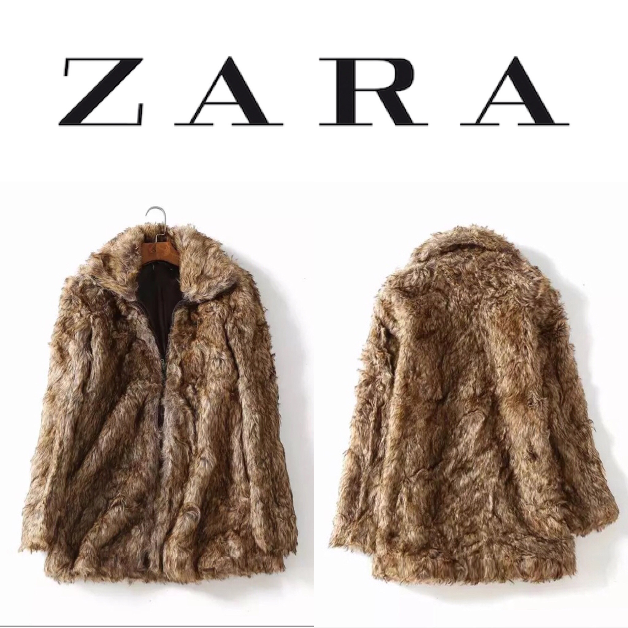 Zara เสื้อโค้ทเฟอร์ โค้ทขนสัตว์ แบรนด์เนม ZARA สีน้ำตาล ขนนุ่ม งานสวย พรีเมี่ยมมากเลยคะ งานช็อปแท้100% คะ SIe S/M/L น้ำตาล