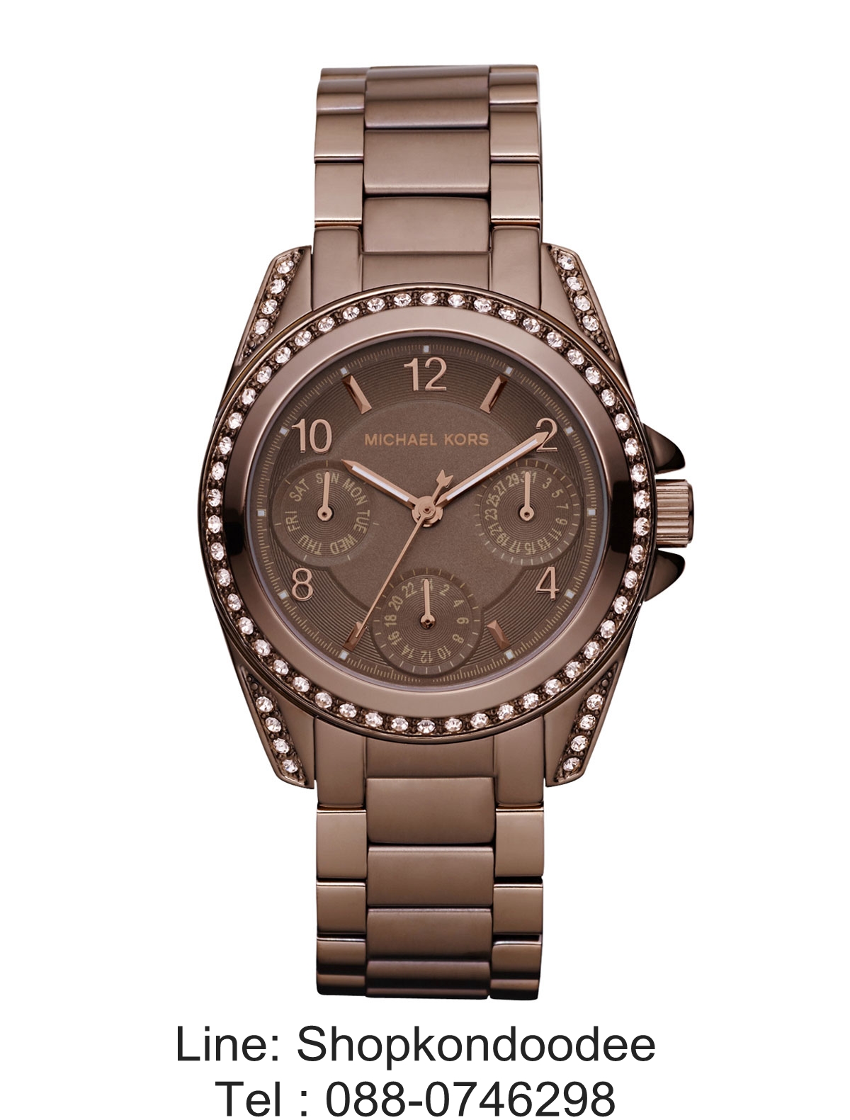 **พร้อมส่ง**นาฬิกาข้อมือ Michael Kors Women's Chronograph Mini Runway Gold-Tone Stainless Steel Bracelet Watch MK5614