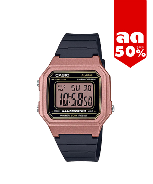 CASIO นาฬิกาคาสิโอ นาฬิกาข้อมือ นาฬิกากันน้ำ นาฬิกาของแท้ ประกันศูนย์ CMG 1 ปี รุ่น W-217HM-5A นาฬิกาสีชมพู
