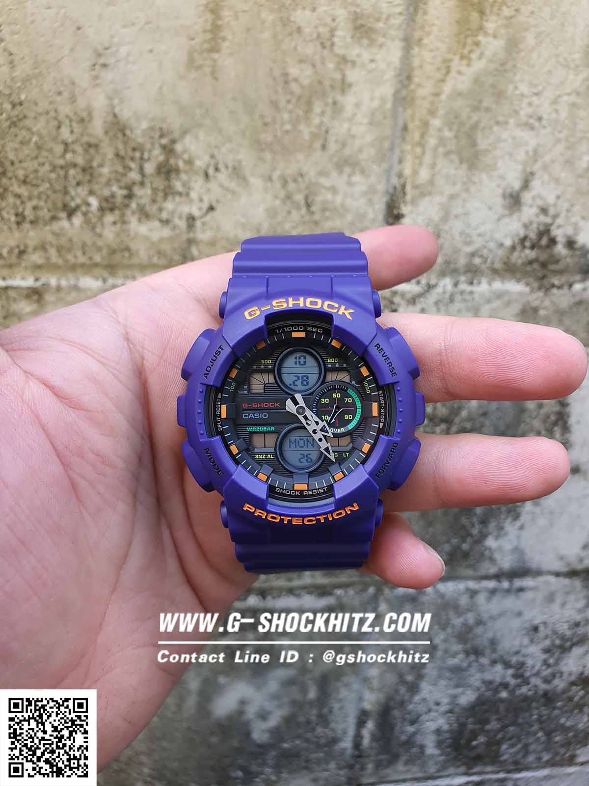 CASIO G-SHOCK นาฬิกาข้อมือ นาฬิกากันน้ำ นาฬิกาของแท้ ประกันศูนย์ CMG 1 ปี รุ่น GA-140-6A นาฬิกาสีม่วง