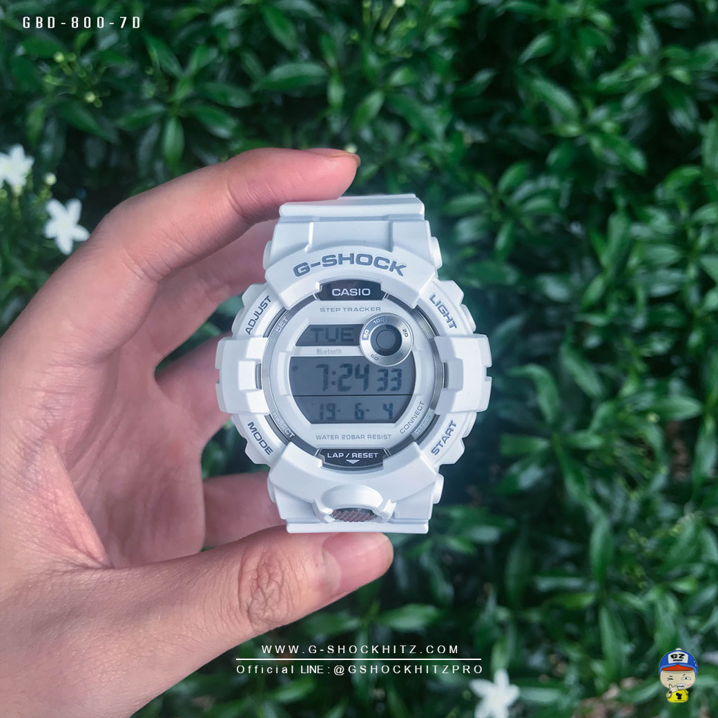 CASIO G-SHOCK นาฬิกาข้อมือ นาฬิกากันน้ำ นาฬิกาของแท้ ประกันศูนย์ CMG 1 ปี รุ่น GBD-800-7 นาฬิกาสีขาว