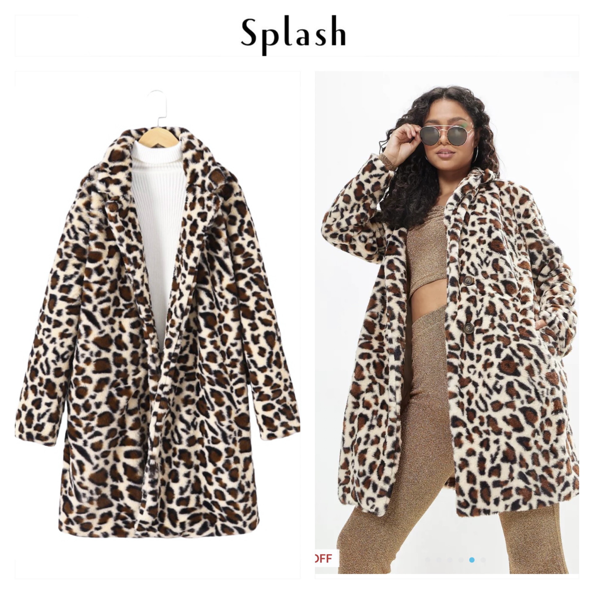 Splash เสื้อโค้ทเฟอร์ ลายเสือ กันหนาว เสื้อขนเฟอร์ ลายเสือ แบรนด์ SPLASH เนื้อขนนุ่มละเอียด นิ่มมากค่ะแบรนด์ สำเนา สำเนา ลายเสือ