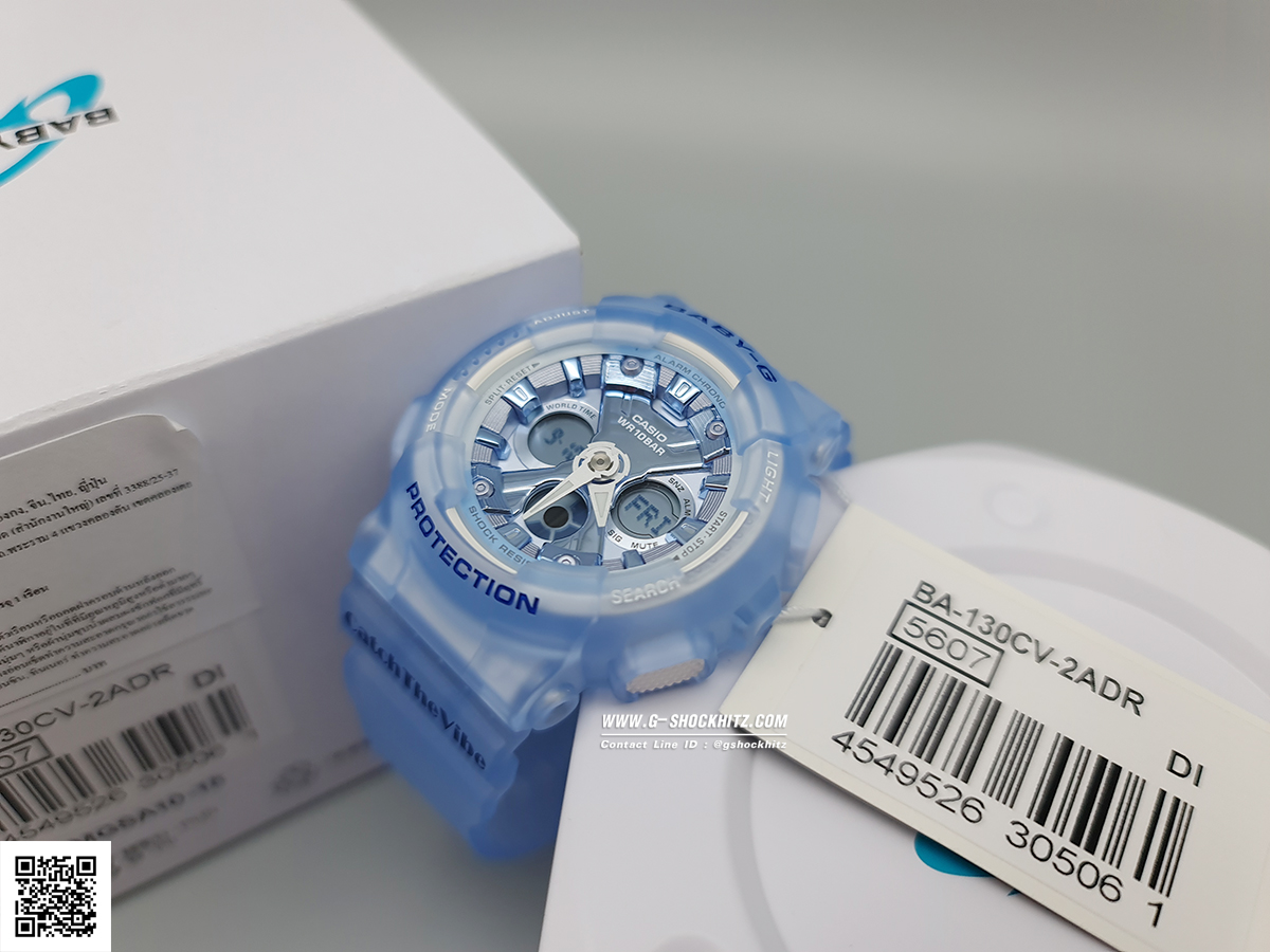CASIO BABY-G นาฬิกาข้อมือ นาฬิกากันน้ำ นาฬิกาของแท้ ประกันศูนย์ CMG 1 ปี รุ่น BA-130CV-2A นาฬิกาสีฟ้า