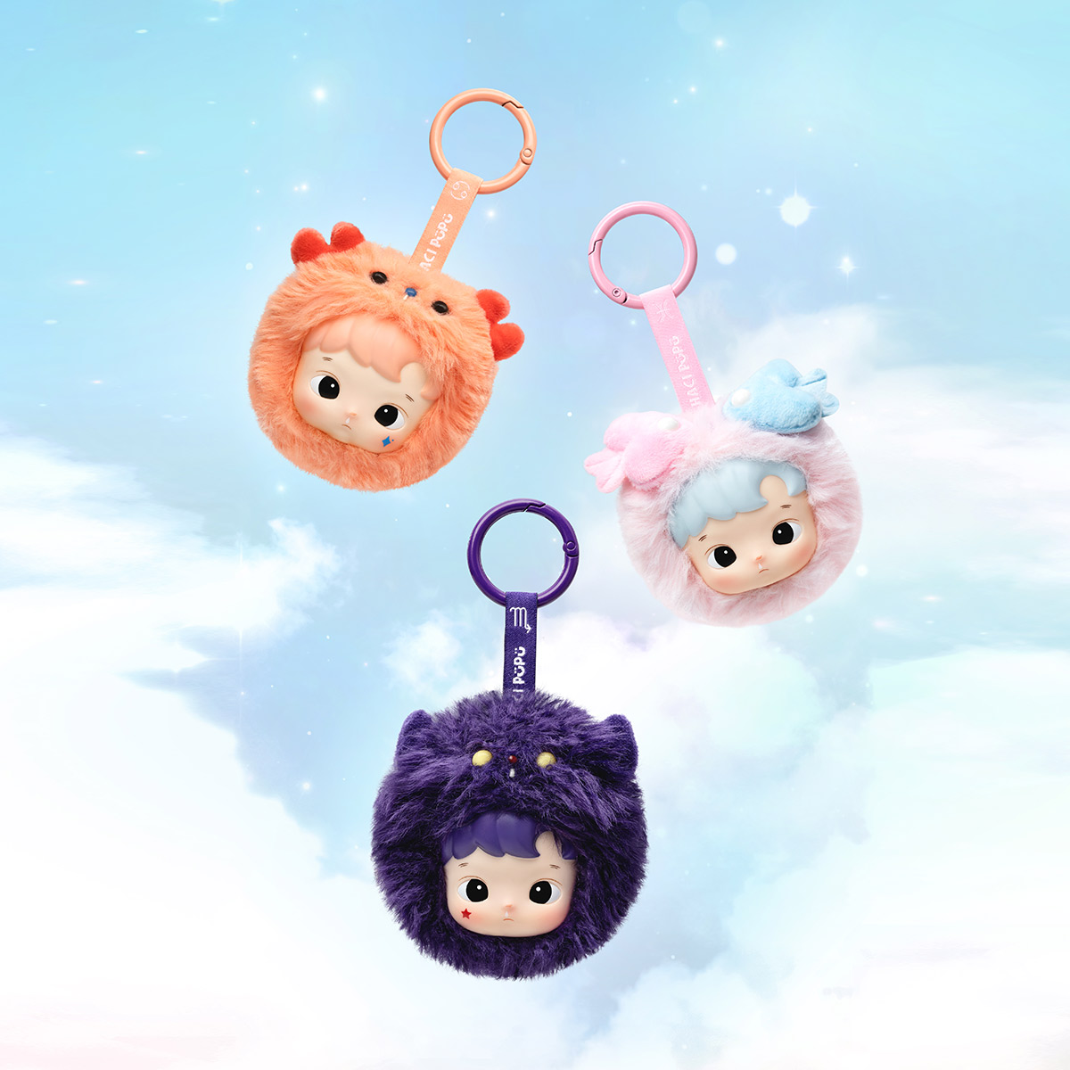 POPMART กล่องสุ่มพวงกุญแจHACIPUPU The Constellation Series Vinyl Plush Blind Box