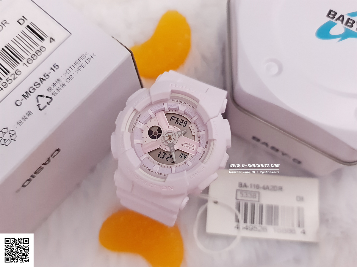 CASIO BABY-G นาฬิกาข้อมือ นาฬิกากันน้ำ นาฬิกาของแท้ ประกันศูนย์ CMG 1 ปี รุ่น BA-110-4A2 นาฬิกาสีชมพู