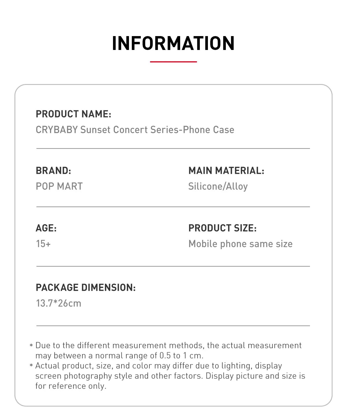 POP MART CRYBABY Sunset Concert Series Phone Case สีฟ้า