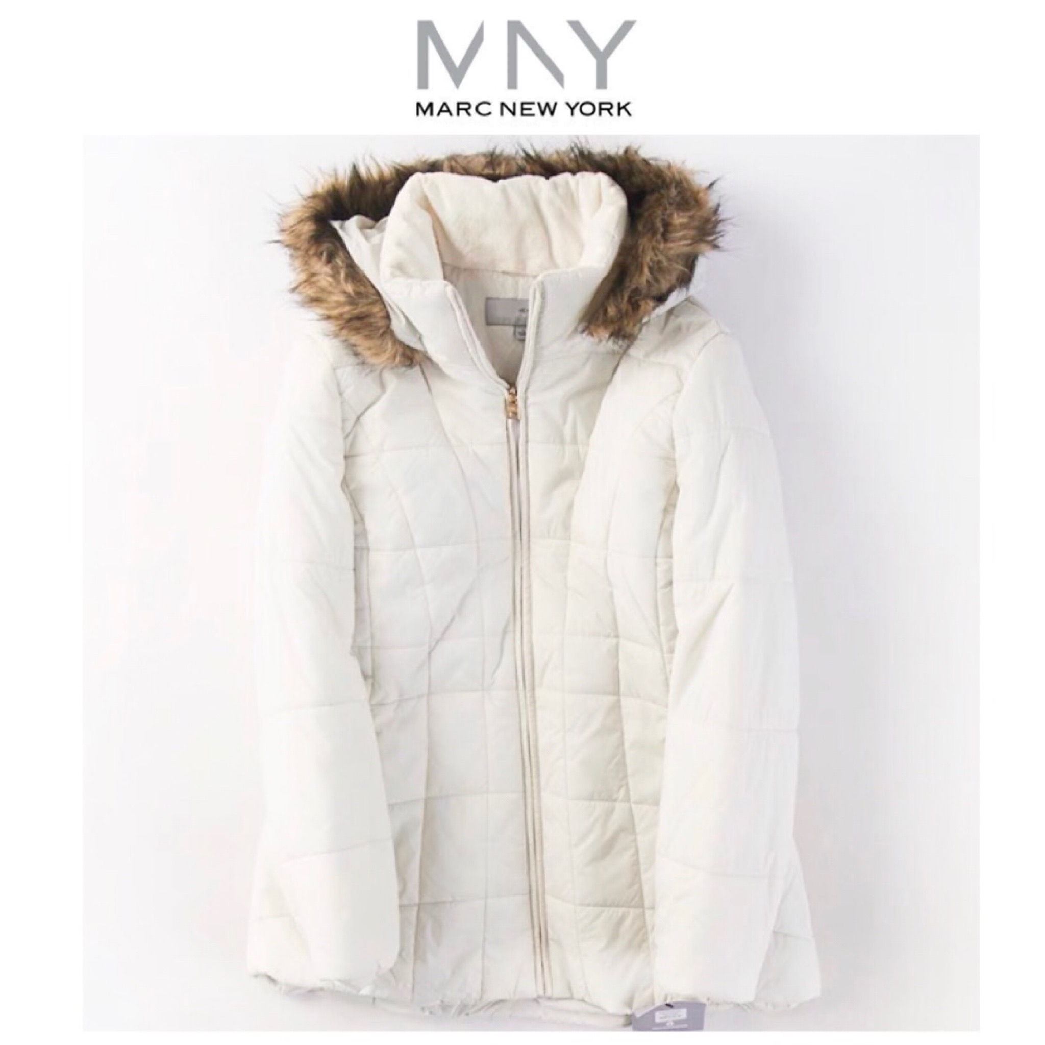 เสื้อโค้ท เสื้อกันหนาว ฮู้ด บุนวมอุ่น เนื้อผ้าสังเคราะห์ MARK NEW YORK (Padded puffer coat) ขาว