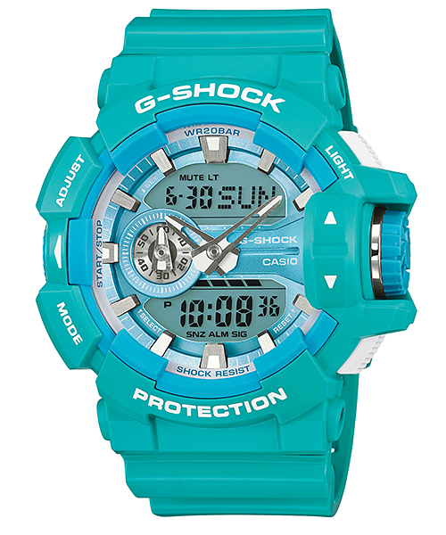 CASIO MID YEAR SALE G-SHOCK พร้อมส่ง นาฬิกาข้อมือ นาฬิกากันน้ำ นาฬิกาของแท้ ประกันศูนย์ CMG 1 ปี รุ่น GA-400A-2A นาฬิกาสีฟ้า