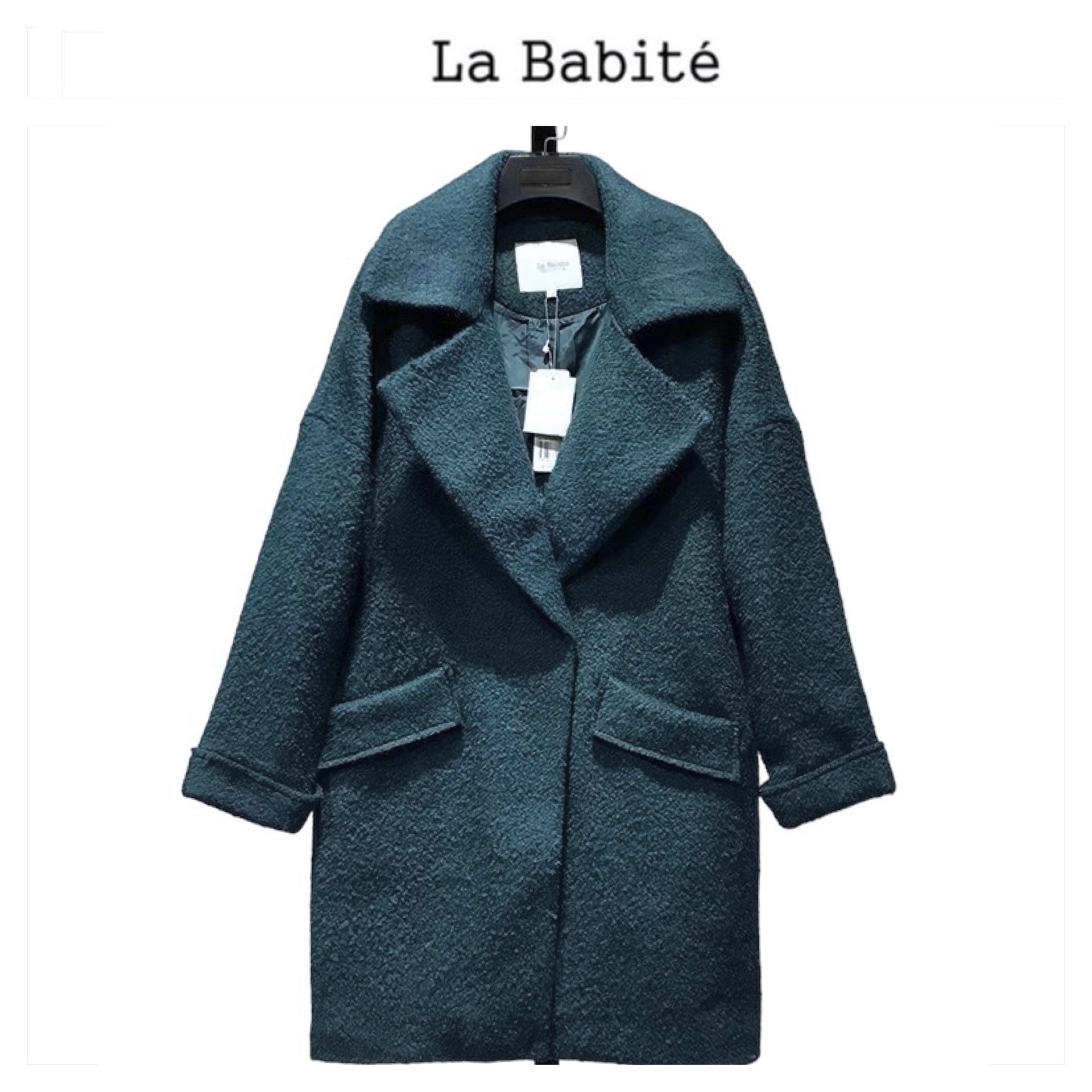 เสื้อโค้ท เสื้อกันหนาว เนื้อผ้าวูล โค้ทวูล สีเขียว แบรนด์ LA'BABITE สำเนา