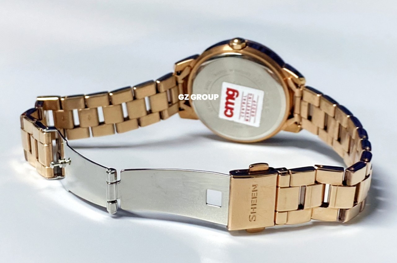 CASIO SHEEN นาฬิกาข้อมือ นาฬิกากันน้ำ นาฬิกาของแท้ ประกันศูนย์ CMG 1 ปี รุ่น SHE-3059PG-7A นาฬิกาสีน้ำตาล