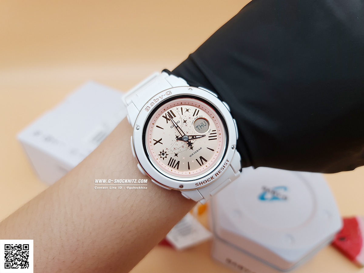 CASIO BABY-G นาฬิกาข้อมือ นาฬิกากันน้ำ นาฬิกาของแท้ ประกันศูนย์ CMG 1 ปี รุ่น BGA-150ST-7A นาฬิกาสีขาว
