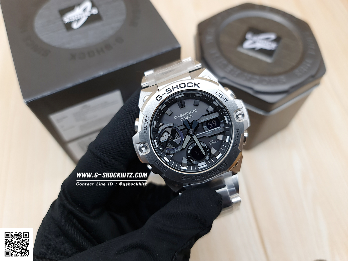 CASIO G-SHOCK นาฬิกาข้อมือ นาฬิกากันน้ำ นาฬิกาของแท้ ประกันศูนย์ CMG 1 ปี รุ่น GST-B400D-1A นาฬิกาสีเงิน