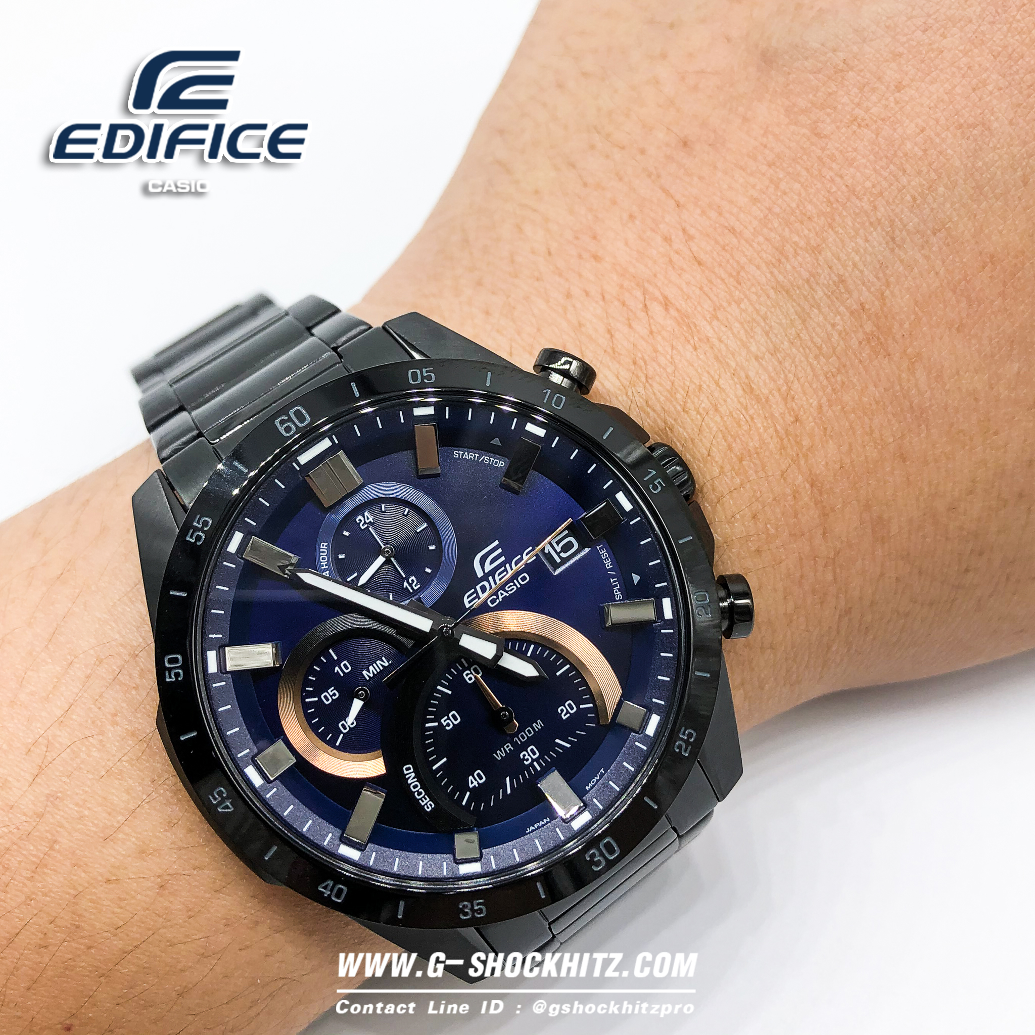 CASIO นาฬิกาคาสิโอ นาฬิกาข้อมือ นาฬิกากันน้ำ นาฬิกาของแท้ ประกันศูนย์ CMG 1 ปี รุ่น EFR-571DC-2A นาฬิกาสีดำ