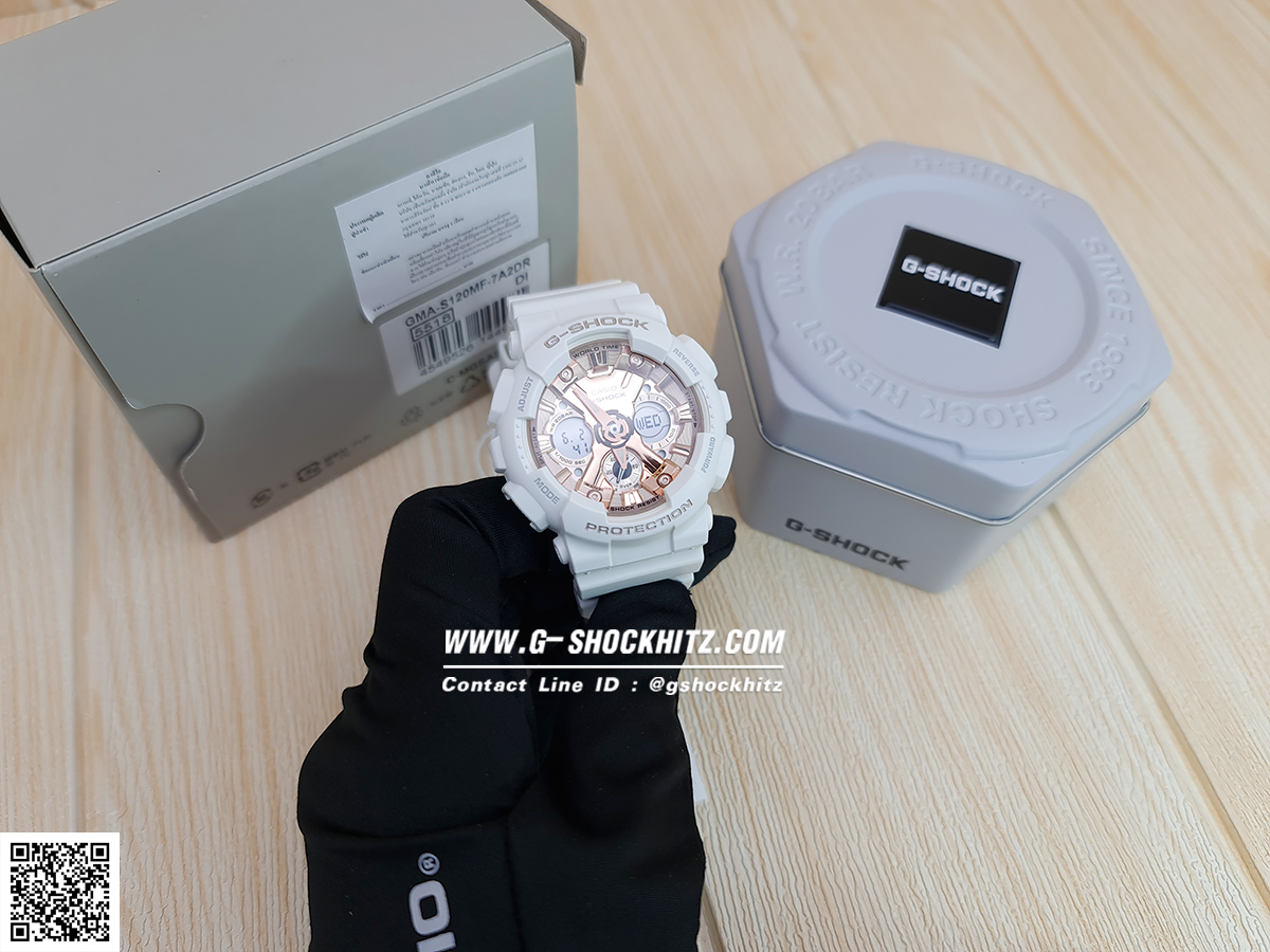 CASIO G-SHOCK นาฬิกาข้อมือ นาฬิกากันน้ำ นาฬิกาของแท้ ประกันศูนย์ CMG 1 ปี รุ่น GMA-S120MF-7A2 นาฬิกาสีขาว