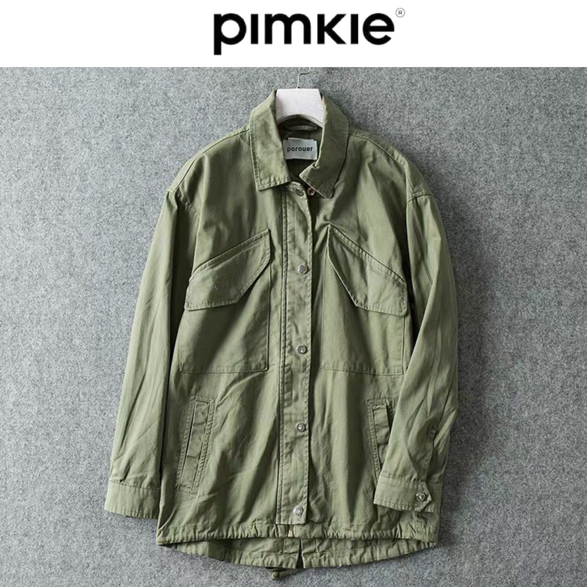 Pimkie เสื้อแจ็คเก็ต เสื้อคลุมเขียวทหาร เสื้อนอก แนวๆเท่ห์ แบรนด์ PIMKIE งานสวย เท่ห์มากคะ Size S/M/L/XL สำเนา เขียวทหาร