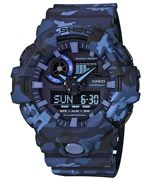 CASIO G-SHOCK นาฬิกาข้อมือ นาฬิกากันน้ำ นาฬิกาของแท้ ประกันศูนย์ CMG 1 ปี รุ่น GA-700CM-2A นาฬิกาสีน้ำเงิน