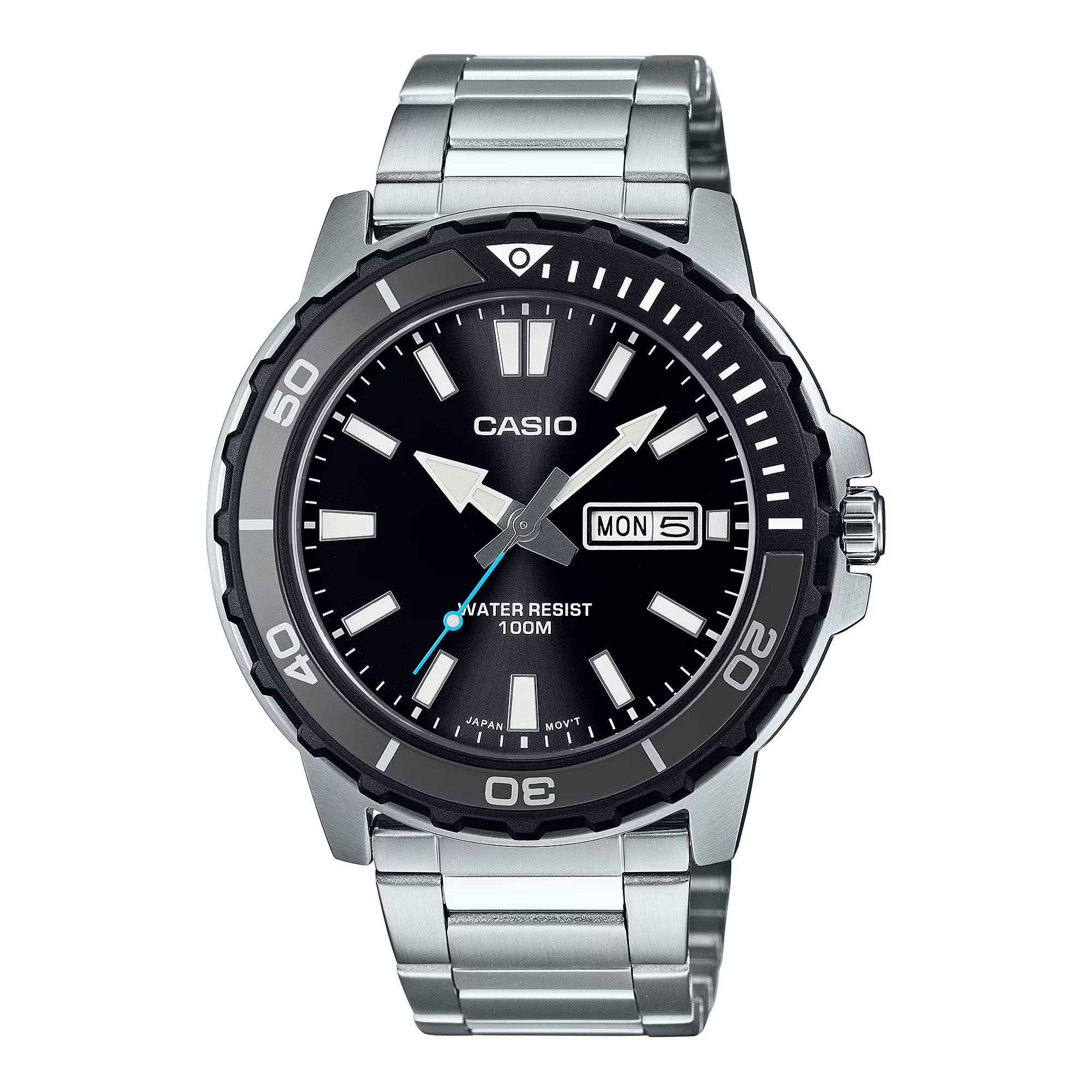 CASIO MID YEAR SALE นาฬิกาคาสิโอ นาฬิกาข้อมือ นาฬิกากันน้ำ นาฬิกาของแท้ BTS ประกันศูนย์ CMG 1 ปี รุ่น MTD-125D-1A3V นาฬิกาสีเงิน