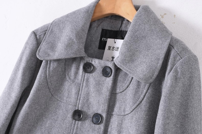 เสื้อโค้ท เสื้อกันหนาว เนื้อผ้าสักหลาดวูล Peacoat สีเทา แต่งกระดุมสองแถว แบรนด์ MAURICES