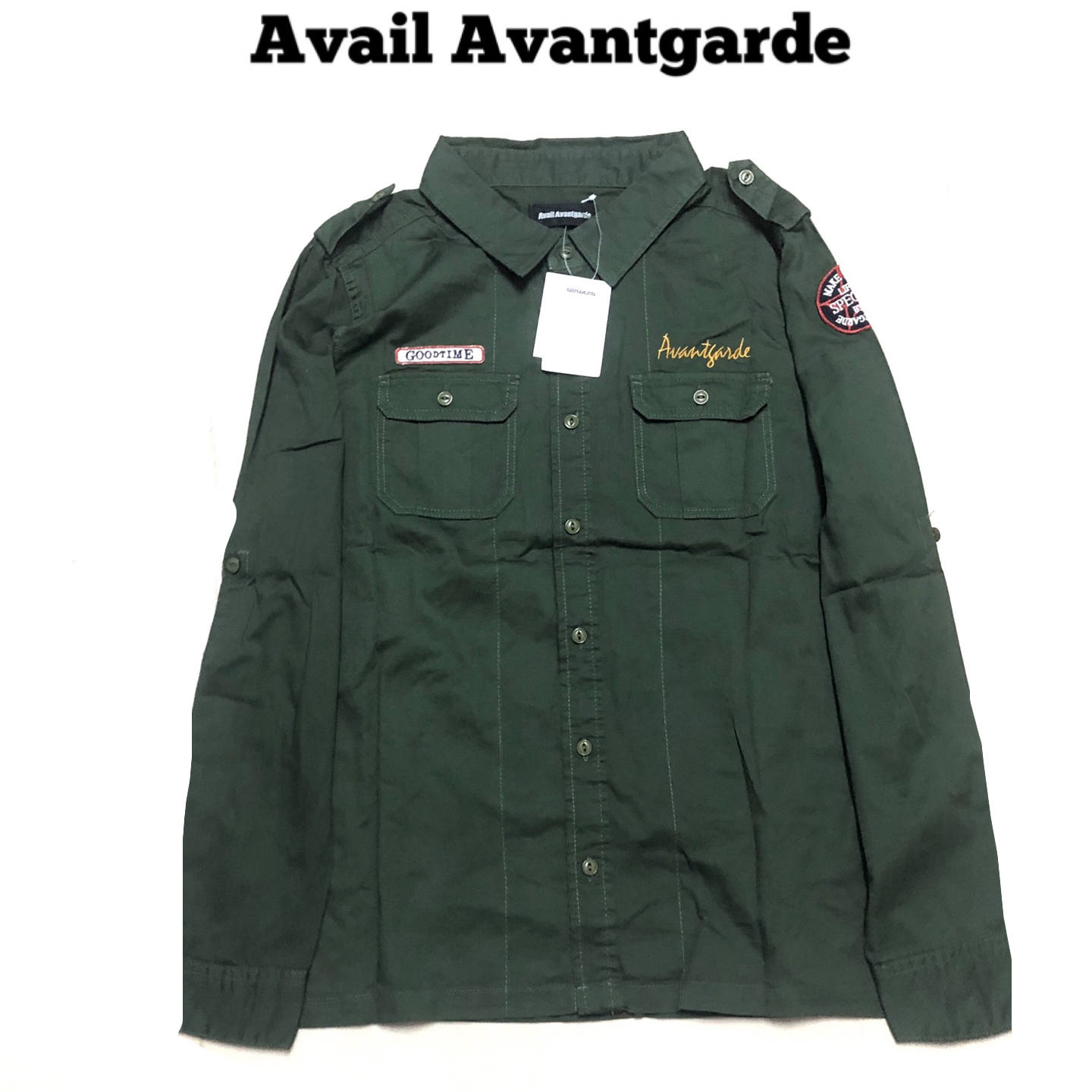 Avail Avantgarde เสื้อเขียวทหาร เสื้อนอก เสื้อเชิ้ตเขียวทหาร แนวทหาร แบรนด์ Avail Avantgarde(Japan)แพทเทินสวย เท่ห์มาก คะ เขียว