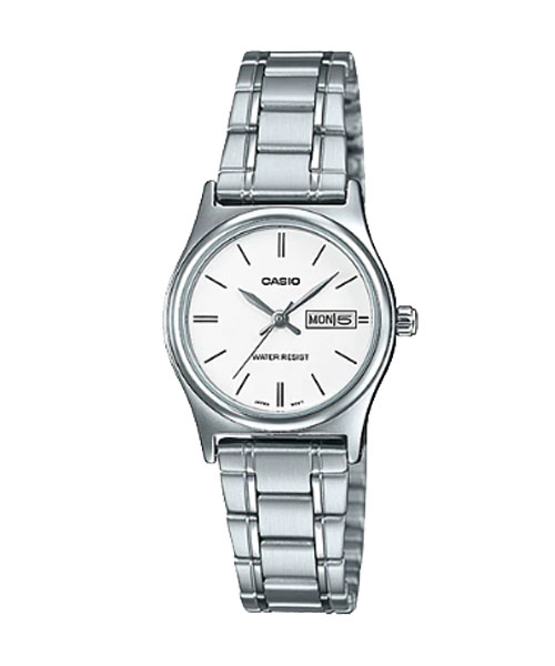 CASIO นาฬิกาคาสิโอ นาฬิกาข้อมือ นาฬิกากันน้ำ นาฬิกาของแท้ ประกันศูนย์ CMG 1 ปี รุ่น LTP-V006D-7B2 นาฬิกาสีเงิน