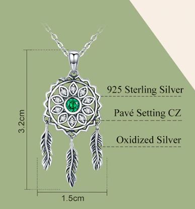 สร้อยคอผู้หญิง สร้อยคอ พร้อมจี้ เงินแท้ 925 จี้ Dreamcatcher ตาข่ายดักฝัน สร้อยคอ ความหมายดี ๆ ของขวัญสุดพิเศษ 971143