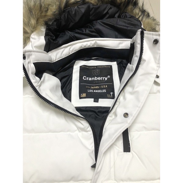 เสื้อกันหนาว เสื้อฮู้ดเฟอร์ บุนวมอุ่น สีขาว แบรนด์ Cranberry jeans (padded puffer coat สำเนา ขาว