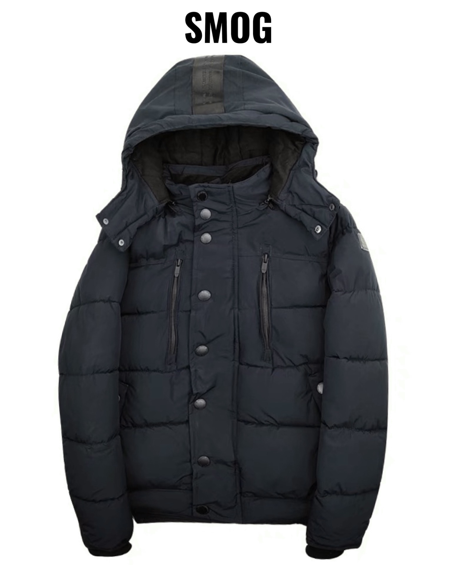 เสื้อกันหนาว เสื้อฮู้ดเฟอร์ บุนวมอุ่น สีขาว แบรนด์ SMOG (padded puffer coat ขาว