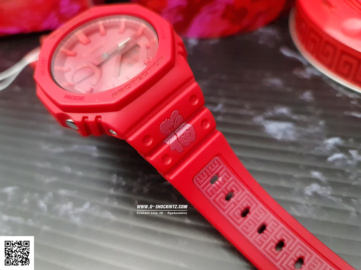 CASIO MID YEAR SALE G-SHOCK พร้อมส่ง นาฬิกาข้อมือ นาฬิกากันน้ำ นาฬิกาของแท้ ประกันศูนย์ CMG 1 ปี รุ่น GA-2100CNY-4 นาฬิกาสีแดง