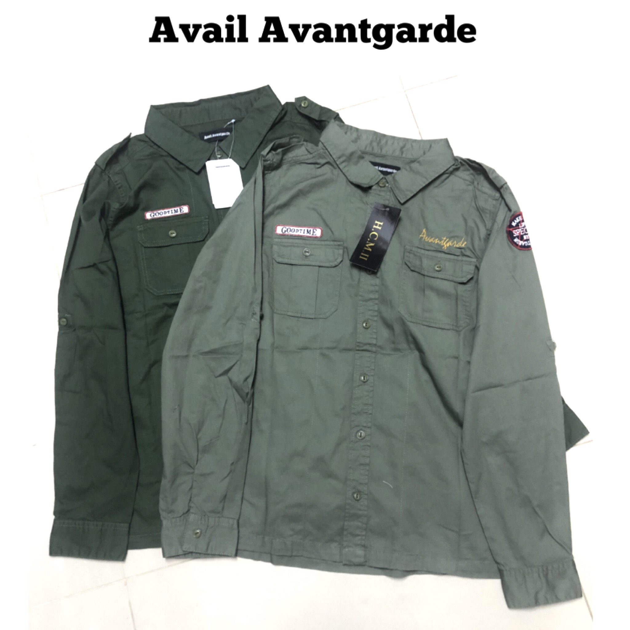 Avail Avantgarde เสื้อเขียวทหาร เสื้อนอก เสื้อเชิ้ตเขียวทหาร แนวทหาร แบรนด์ Avail Avantgarde(Japan)แพทเทินสวย เท่ห์มาก คะ เขียว