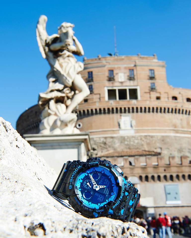 CASIO MID YEAR SALE G-SHOCK พร้อมส่ง นาฬิกาข้อมือ นาฬิกากันน้ำ นาฬิกาของแท้ ประกันศูนย์ CMG 1 ปี รุ่น GA-100ST-2A นาฬิกาสีน้้ำเงิน