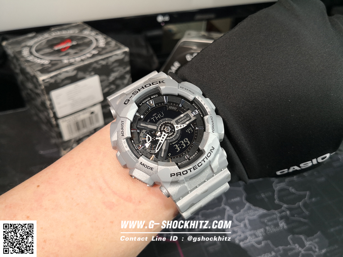 CASIO G-SHOCK นาฬิกาข้อมือ นาฬิกากันน้ำ นาฬิกาของแท้ ประกันศูนย์ CMG 1 ปี รุ่น GA-110CM-8A นาฬิกาสีเทา