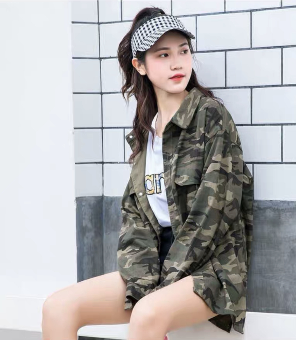 เสื้อเขียวทหาร เสื้อนอก เสื้อคลุมลายพราง แนวทหาร แพทเทินสวย เท่ห์มาก คะ ลายพราง