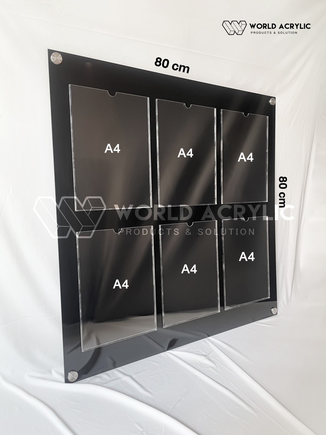 บอร์ดประกาศ A4 แบบ 6 ช่อง พื้นหลังดำ