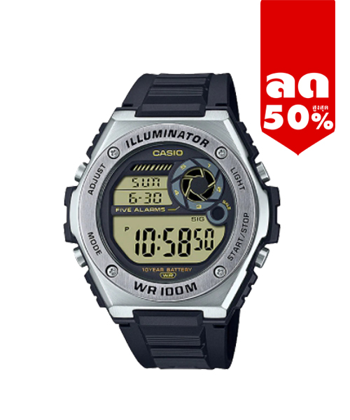 CASIO MID YEAR SALE นาฬิกาคาสิโอ พร้อมส่ง นาฬิกาข้อมือ นาฬิกากันน้ำ นาฬิกาของแท้ BTS ประกันศูนย์ CMG 1 ปี รุ่น MWD-100H-9A นาฬิกาสีดำ