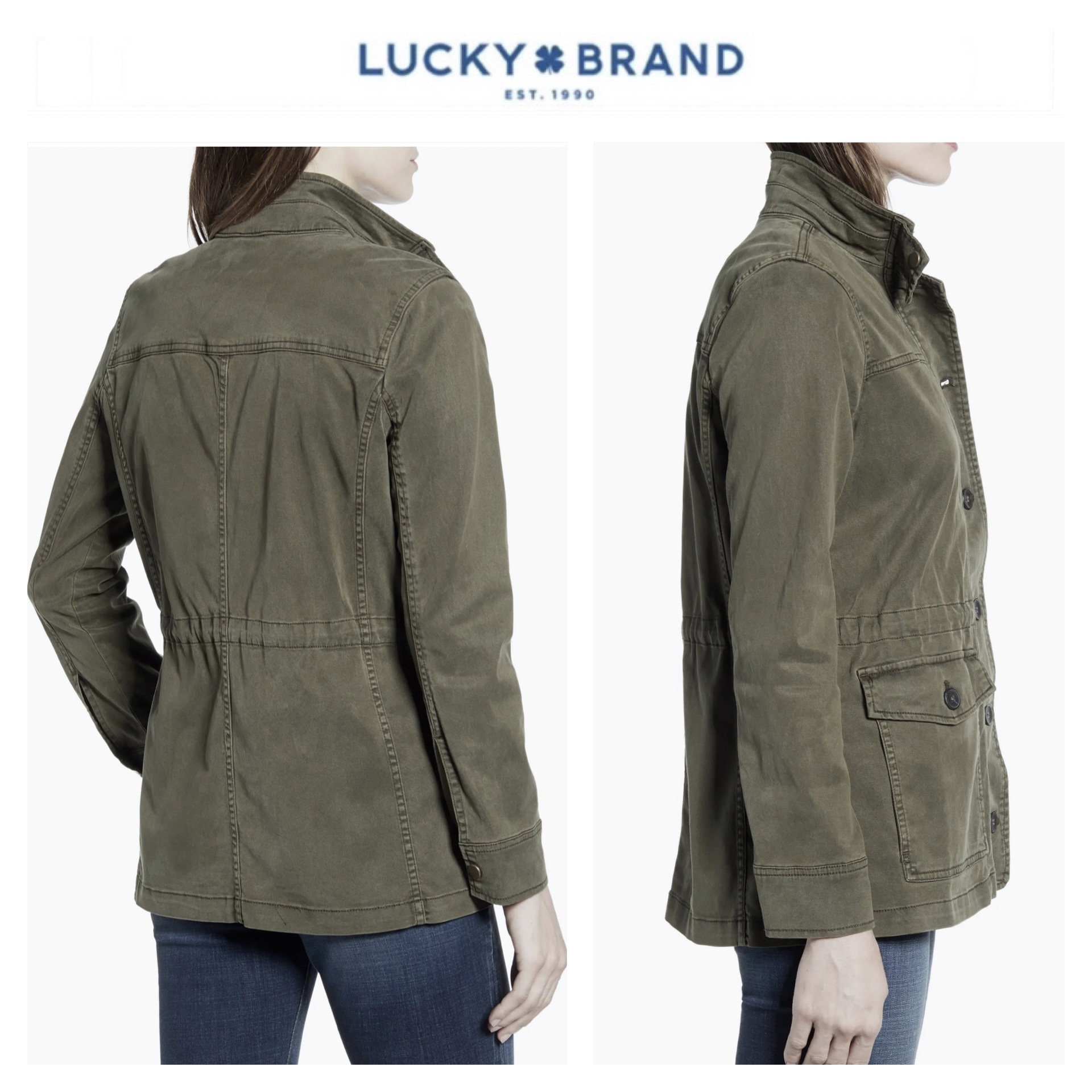 LUCKY BRAND เสื้อนอกเขียวทหาร เสื้อแจ็คเก็ต แนวทหาร แพทเทิน Lucky brandสวย เท่ห์ มาก แบรนด์ In extenso สำเนา เขียว
