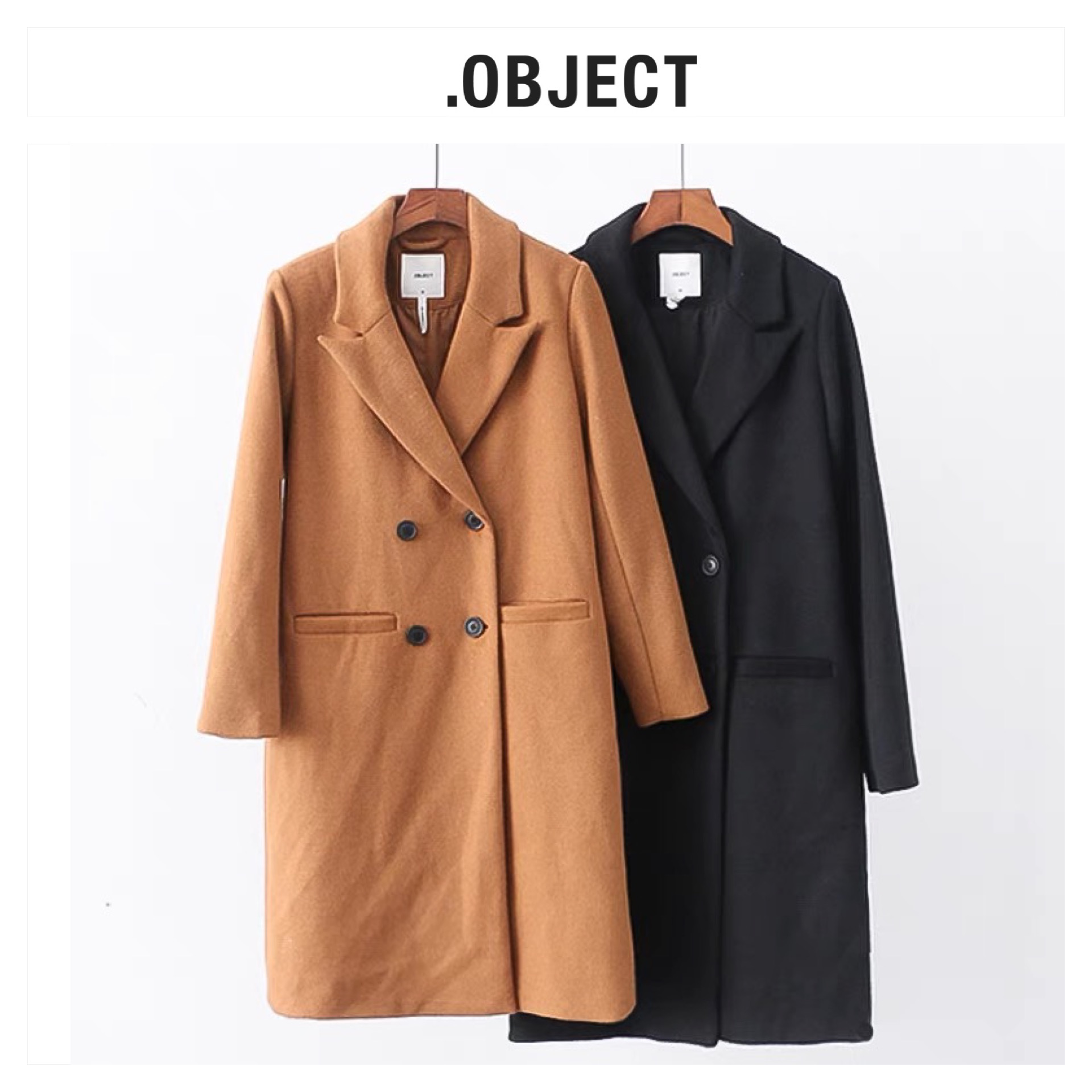 Object เสื้อโค้ท เสื้อกันหนาว เนื้อผ้าสักหลาดวูล สีน้ำตาลขมิ้น แบรนด์ .Object