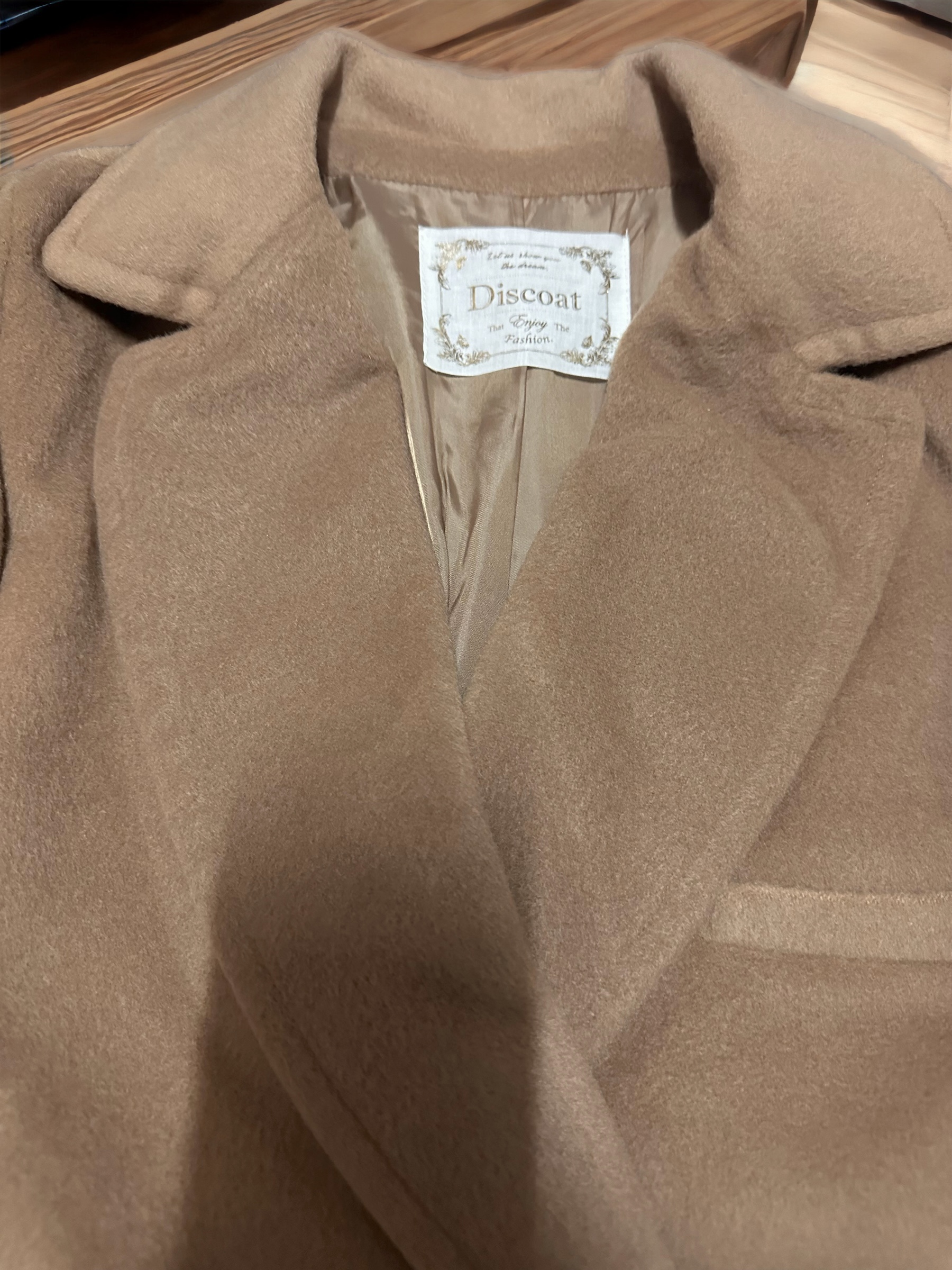 เสื้อโค้ท peacoat เสื้อโค้ทเฟอร์ โค้ทสักหลาดสีน้ำตาลกากี แบรนด์ DISCOAT(Japan)
