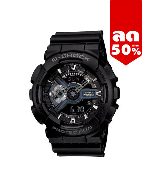 CASIO G-SHOCK นาฬิกาข้อมือ นาฬิกากันน้ำ นาฬิกาของแท้ ประกันศูนย์ CMG 1 ปี รุ่น GA-110-1B นาฬิกาสีดำ