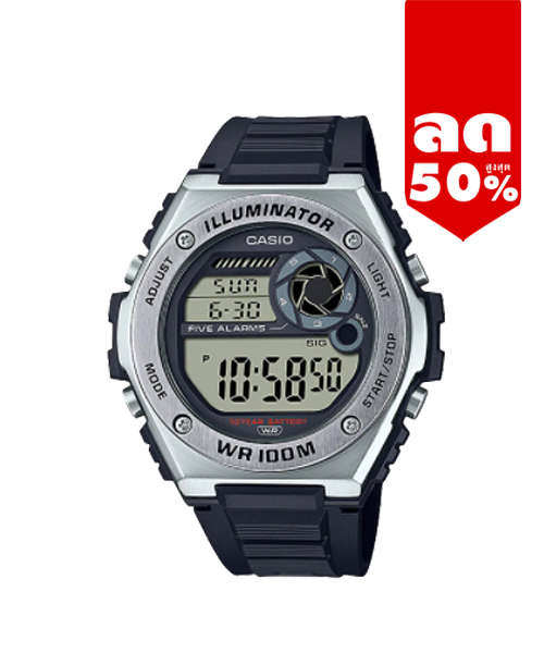 CASIO MID YEAR SALE นาฬิกาคาสิโอ พร้อมส่ง นาฬิกาข้อมือ นาฬิกากันน้ำ นาฬิกาของแท้ BTS ประกันศูนย์ CMG 1 ปี รุ่น MWD-100H-1A นาฬิกาสีดำ